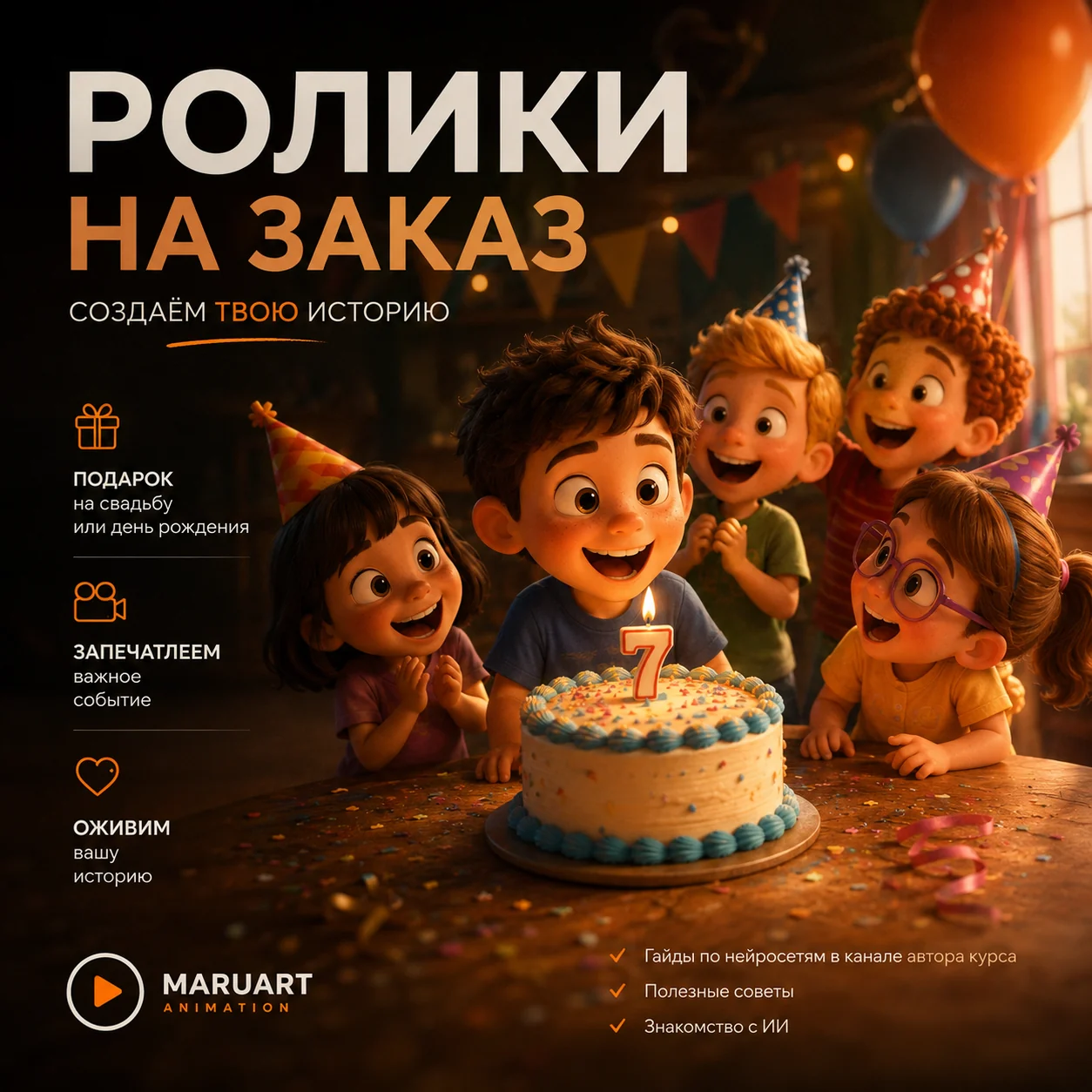 Анимационный ролик на заказ ко дню рождения
